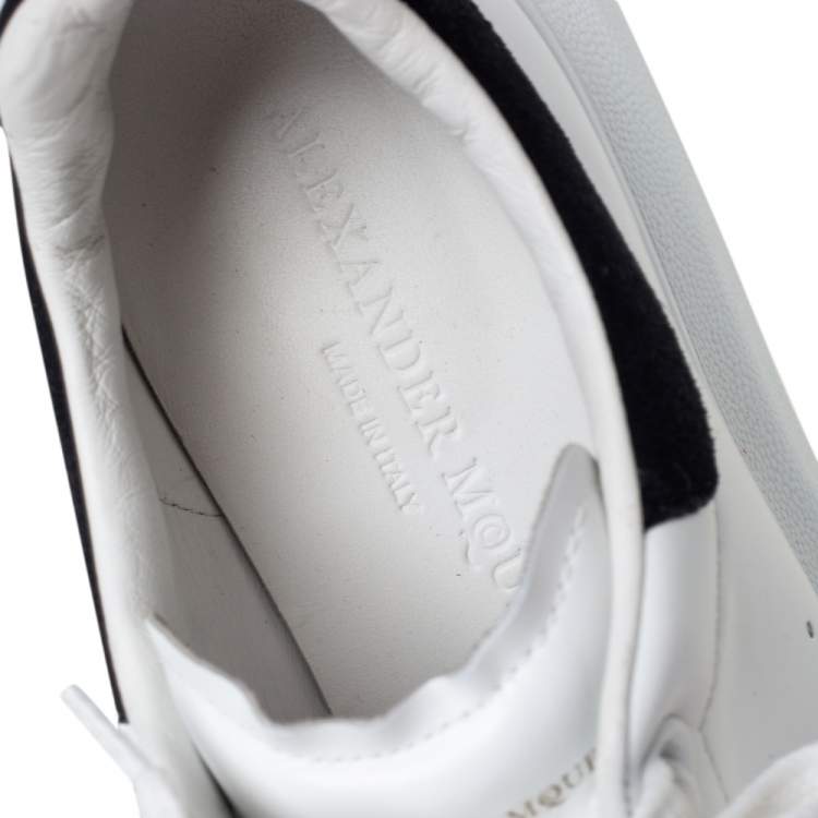 Pre Owned Alexander McQueen White-Black Leather And Suede Oversized Sneakers EU 37