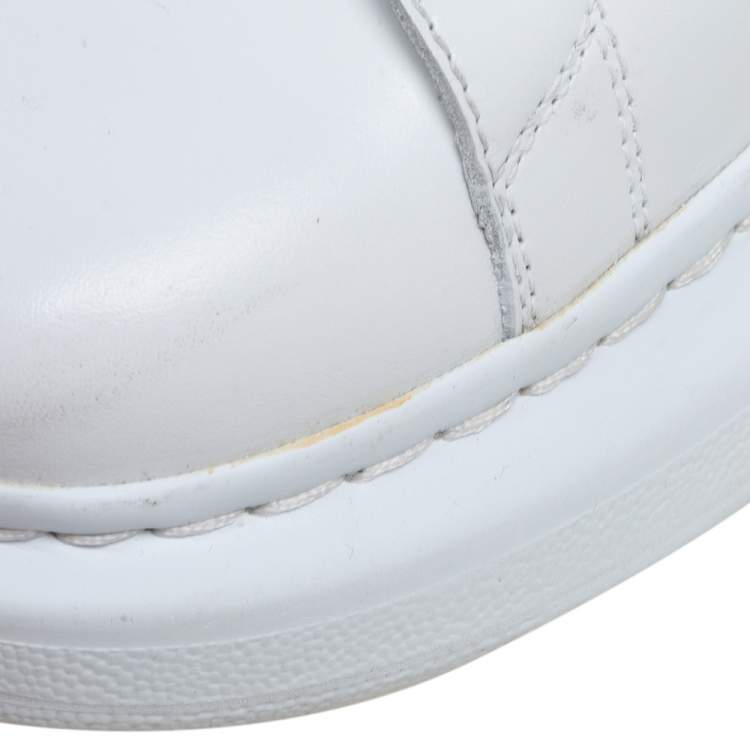Pre Owned Alexander McQueen White-Black Leather And Suede Oversized Sneakers EU 37