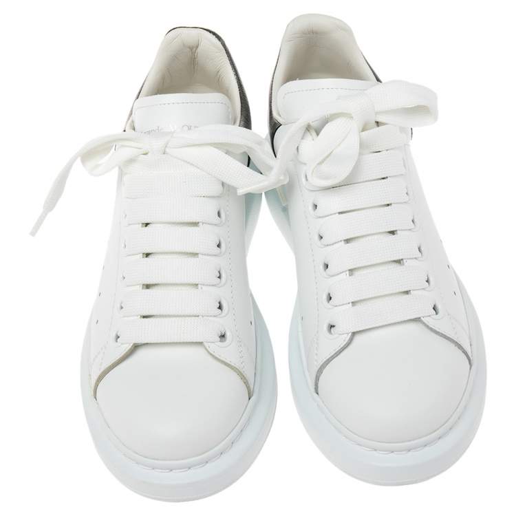 Pre Owned Alexander McQueen White Leather Oversized Sneakers Size 37