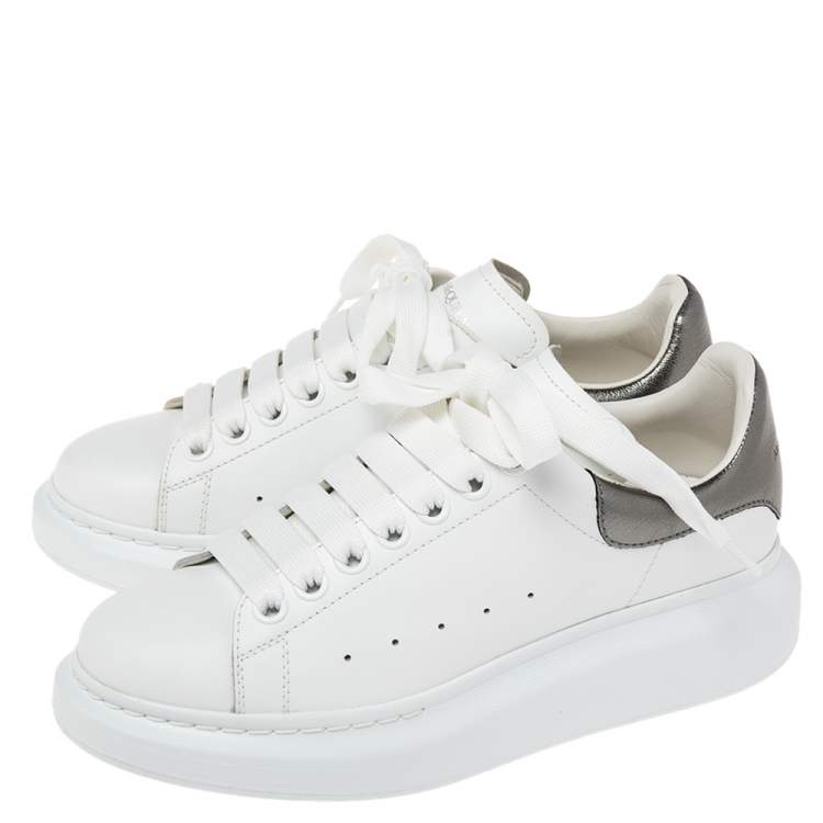 Pre Owned Alexander McQueen White Leather Oversized Sneakers Size 37
