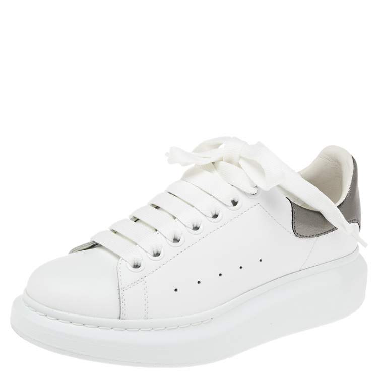 Pre Owned Alexander McQueen White Leather Oversized Sneakers Size 37