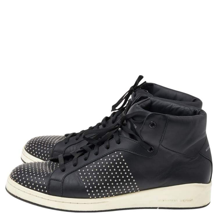 Pre Owned Alexander McQueen Black Leather Studded High Top Sneakers Size 41