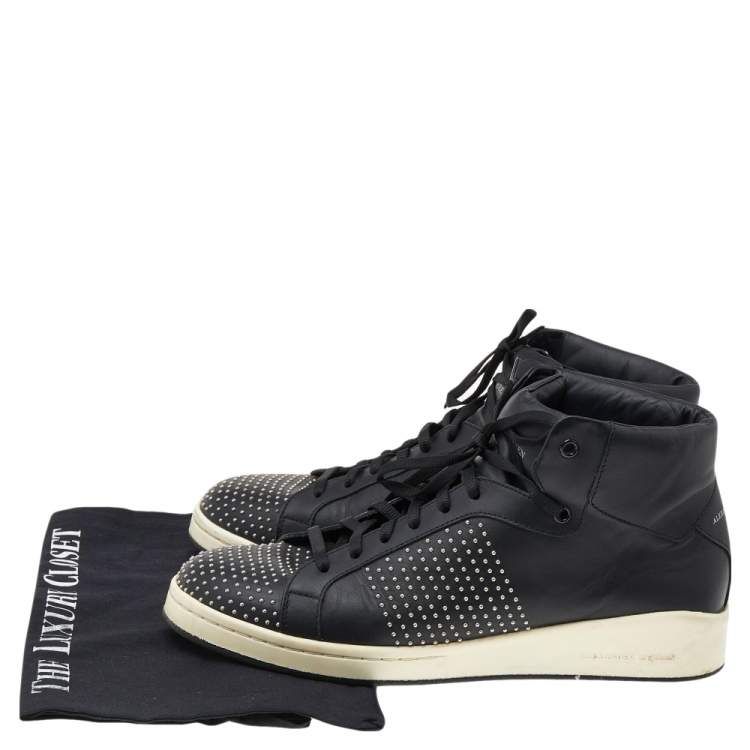 Pre Owned Alexander McQueen Black Leather Studded High Top Sneakers Size 41