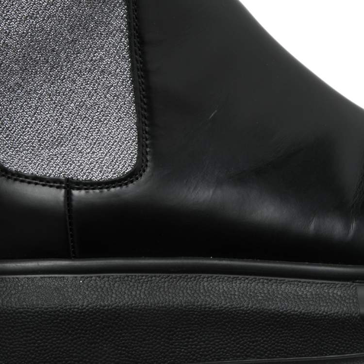 Pre Owned Alexander McQueen Black Leather Chelsea Hybrid Boots Size 38
