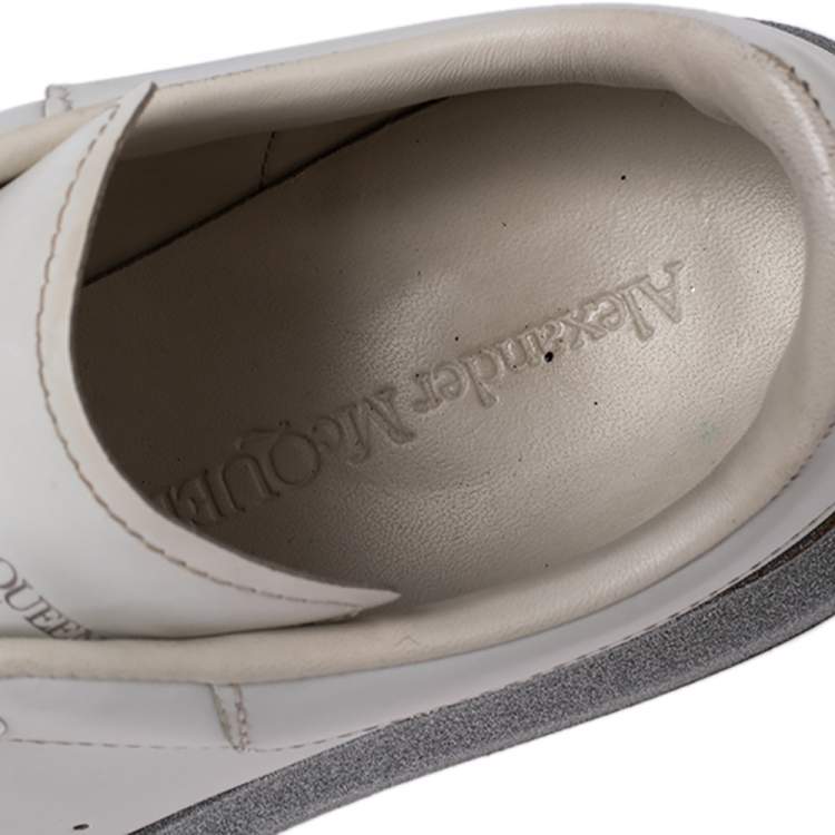 Pre Owned Alexander McQueen White Leather Larry Platform Sneakers Size 38.5