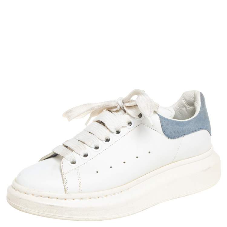 Alexander McQueen Light Blue/White Leather and Suede Larry