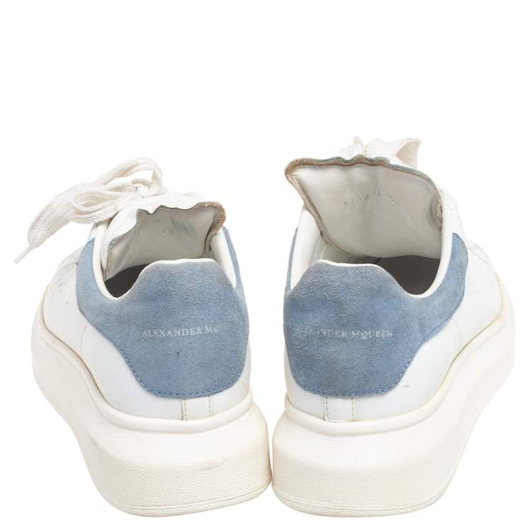 Pre Owned Alexander McQueen Light Blue/White Leather and Suede Larry Sneakers Size 38