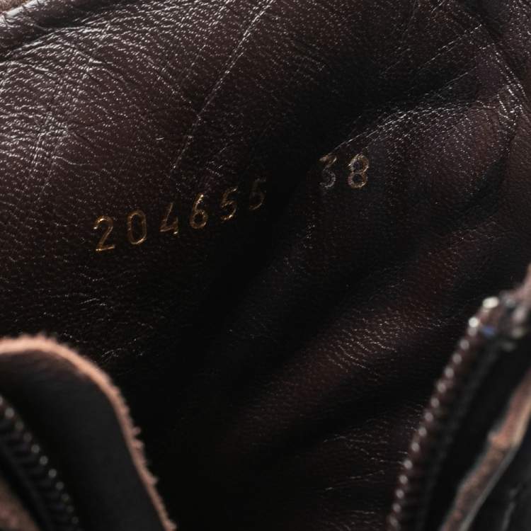 مملوكة مسبقًا Alexander McQueen Brown Leather Pleat And Knot Detail Ankle Boots Size 38