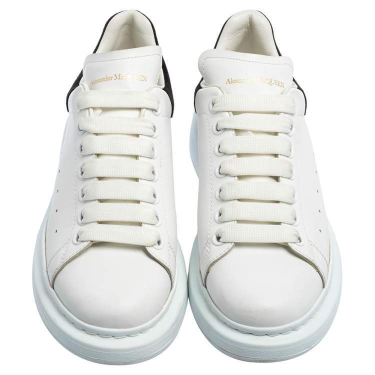Pre Owned Alexander McQueen White Leather and Suede Oversized Low-Top Sneakers Size 39
