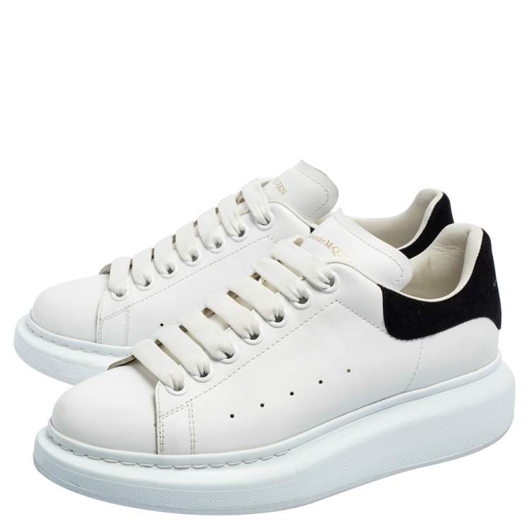 Pre Owned Alexander McQueen White Leather and Suede Oversized Low-Top Sneakers Size 39