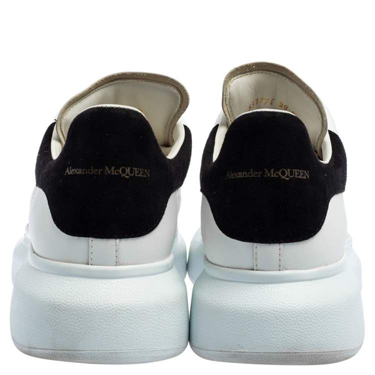 Pre Owned Alexander McQueen White Leather and Suede Oversized Low-Top Sneakers Size 39