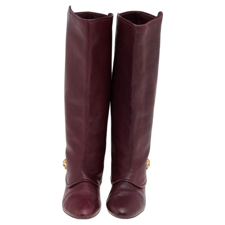 Pre Owned Alexander McQueen Brown Leather Knee Length Boots Size 40
