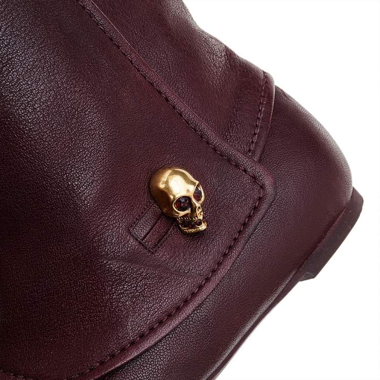 Pre Owned Alexander McQueen Brown Leather Knee Length Boots Size 40