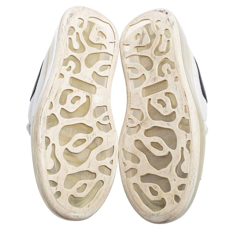 Pre Owned Alexander McQueen White/Black Leather Oversized Sneakers Size 37.5