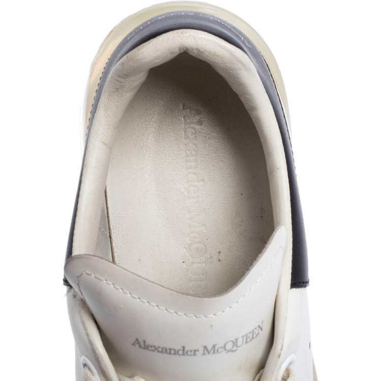 Pre Owned Alexander McQueen White/Black Leather Oversized Sneakers Size 37.5