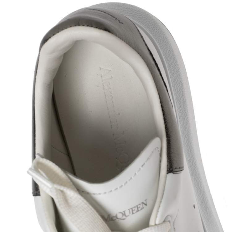 Pre Owned Alexander McQueen White/Grey Leather Oversized Sneakers Size 36.5