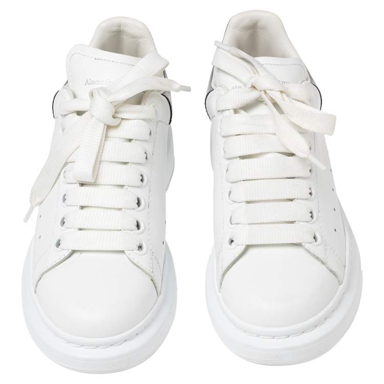 Pre Owned Alexander McQueen White/Grey Leather Oversized Sneakers Size 36.5