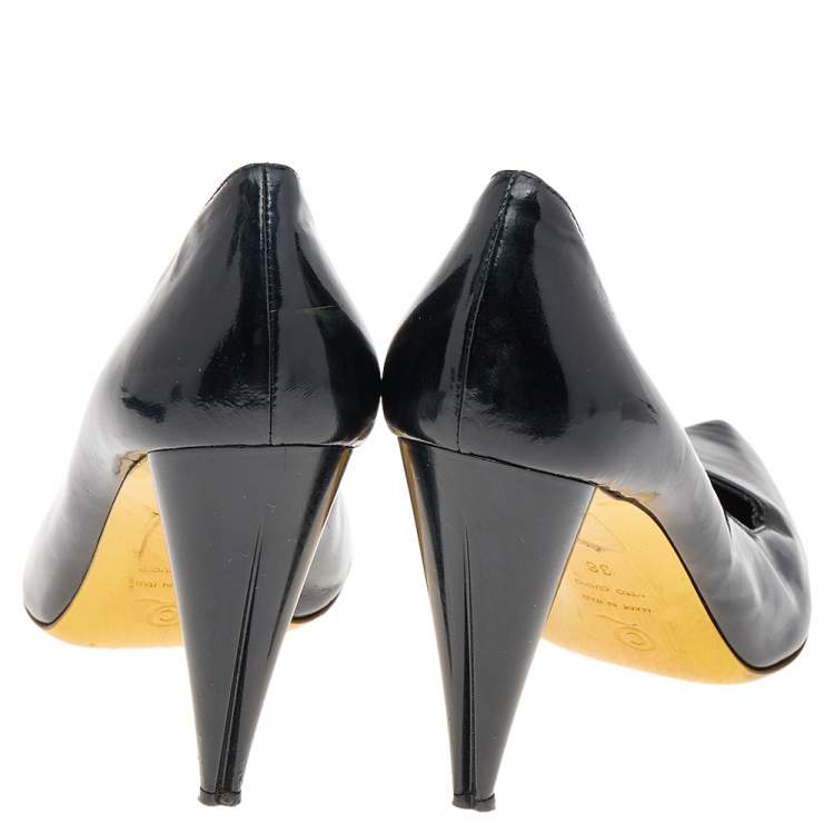 Pre Owned Alexander McQueen Black Patent Leather Pointed Toe Pumps Size 38