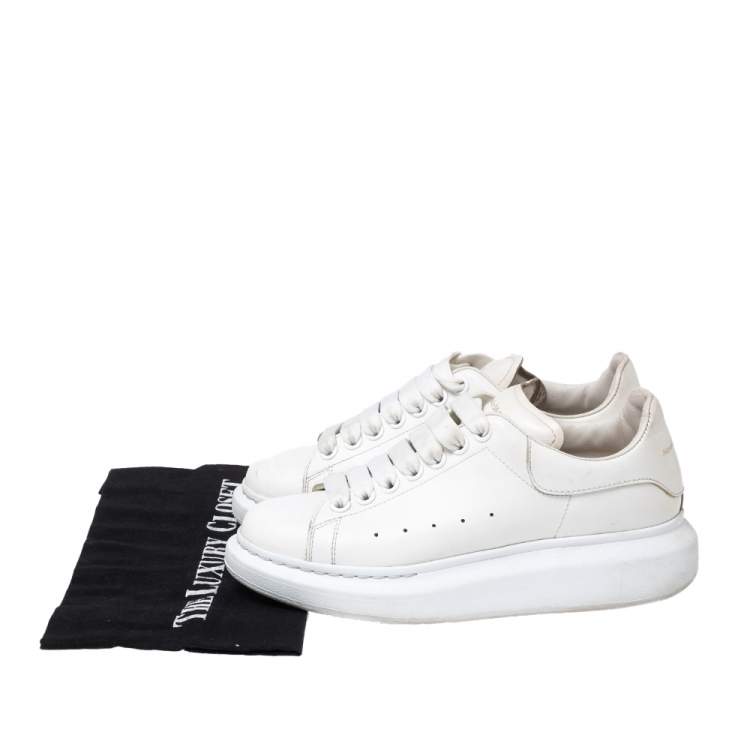 Pre Owned Alexander McQueen White Leather Oversized Low-Top Sneakers Size 37.5