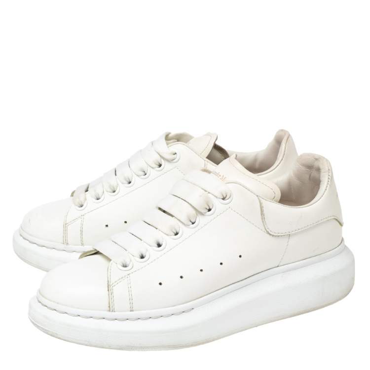 Pre Owned Alexander McQueen White Leather Oversized Low-Top Sneakers Size 37.5
