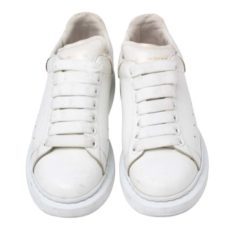 Pre Owned Alexander McQueen White Leather Oversized Low-Top Sneakers Size 37.5