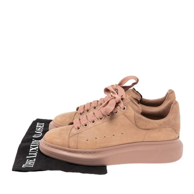 Pre Owned Alexander McQueen Brown Nubuck Leather Oversized Sneakers Size 41