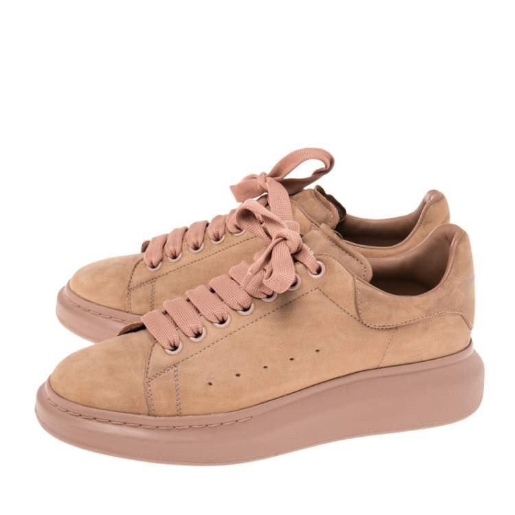 Pre Owned Alexander McQueen Brown Nubuck Leather Oversized Sneakers Size 41