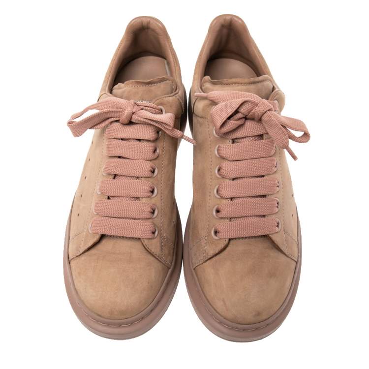 Pre Owned Alexander McQueen Brown Nubuck Leather Oversized Sneakers Size 41