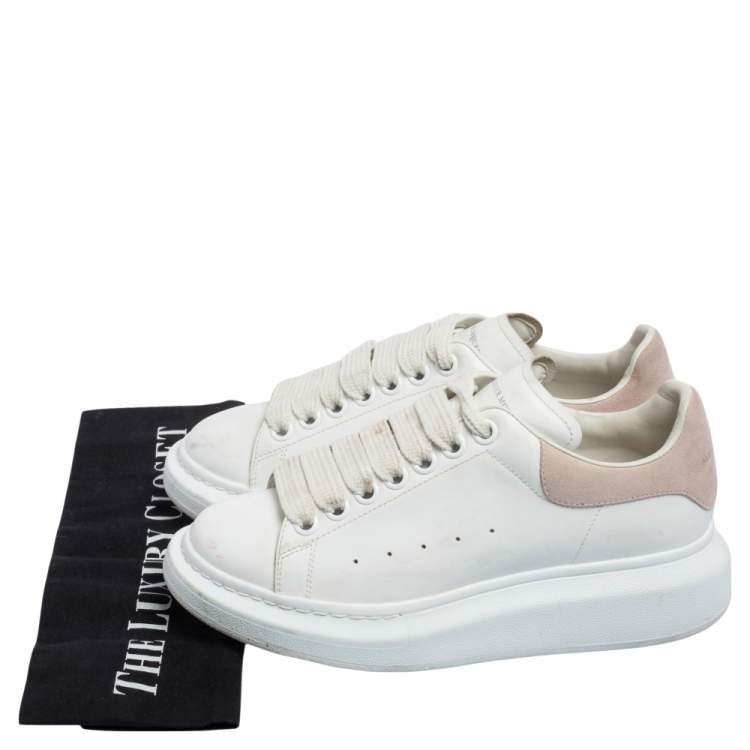 Pre Owned Alexander McQueen White Leather Oversized Low Top Sneakers Size 36.5