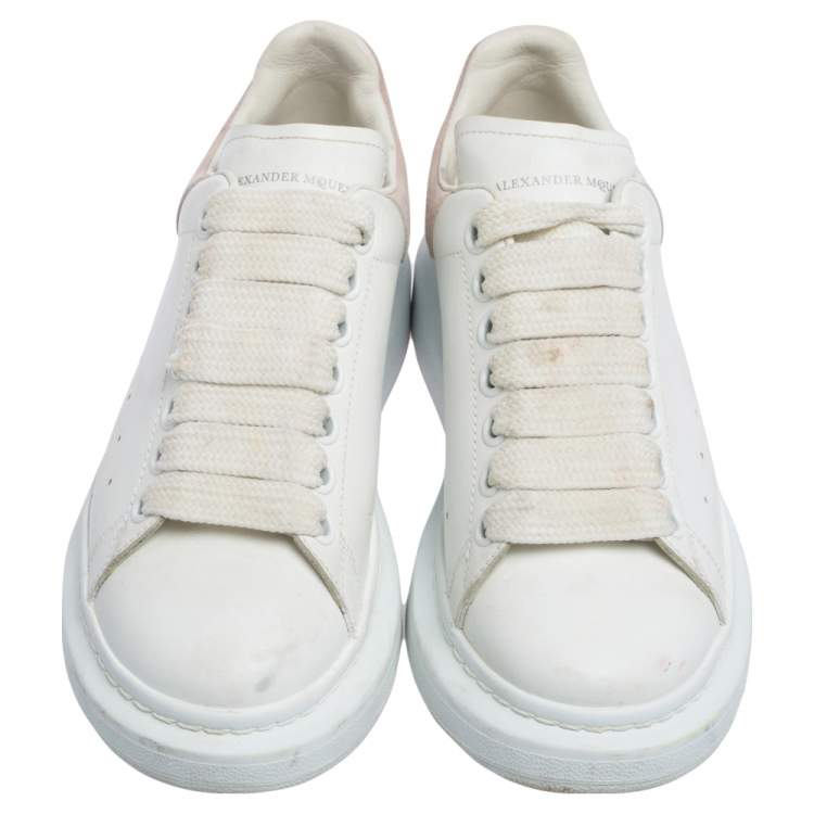 Pre Owned Alexander McQueen White Leather Oversized Low Top Sneakers Size 36.5