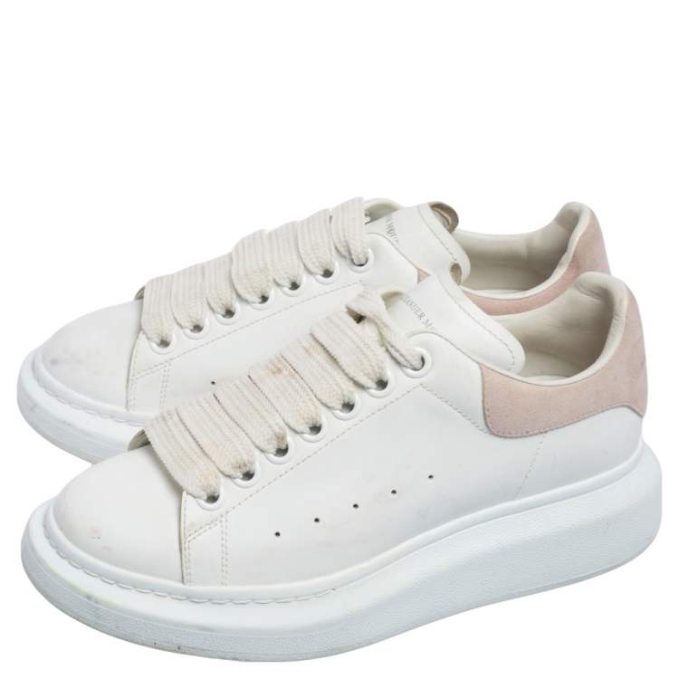 Pre Owned Alexander McQueen White Leather Oversized Low Top Sneakers Size 36.5