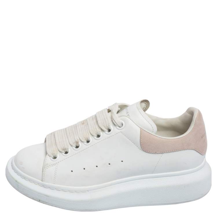 Pre Owned Alexander McQueen White Leather Oversized Low Top Sneakers Size 36.5