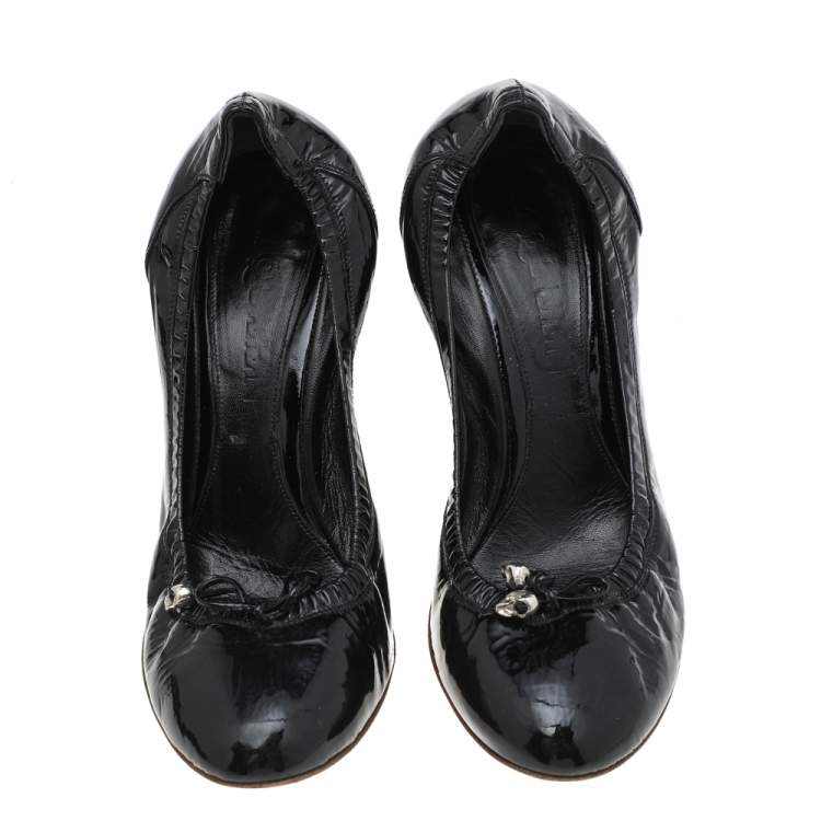 Pre Owned Alexander McQueen Black Patent Leather Pumps Size 38