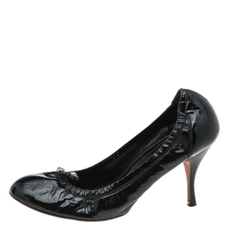 Pre Owned Alexander McQueen Black Patent Leather Pumps Size 38
