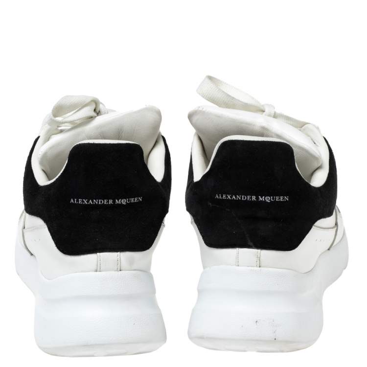 Pre Owned Alexander McQueen White/Black Leather Oversized Runner Sneakers Size 38.5 