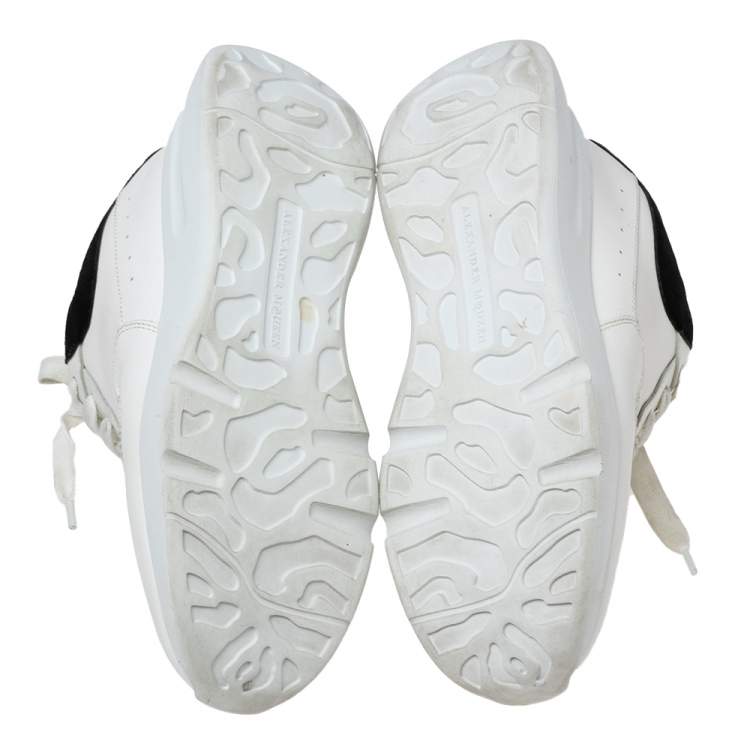 Pre Owned Alexander McQueen White/Black Leather Oversized Runner Sneakers Size 38.5 