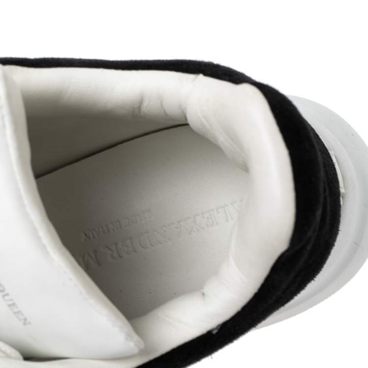 Pre Owned Alexander McQueen White/Black Leather Oversized Runner Sneakers Size 38.5 