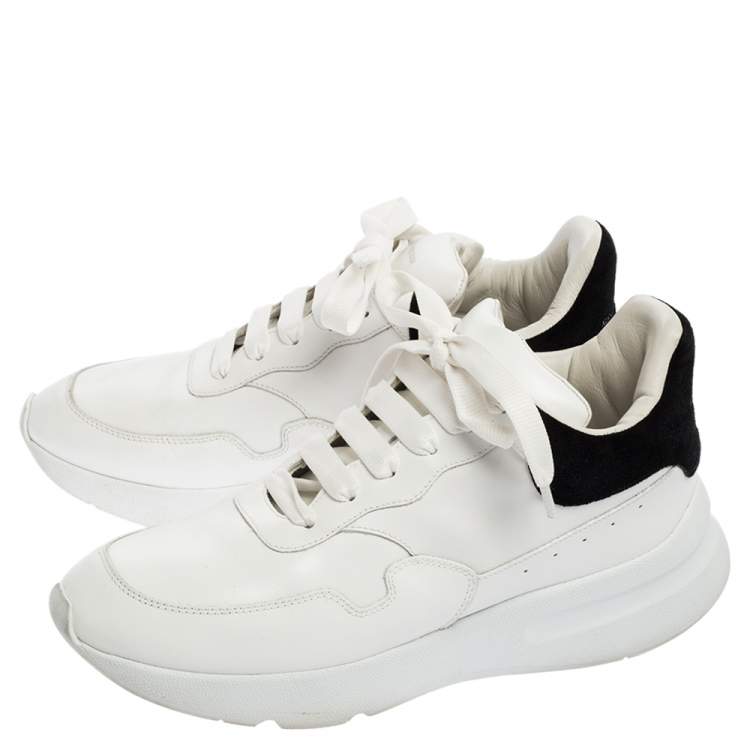 Pre Owned Alexander McQueen White/Black Leather Oversized Sneakers Size 40