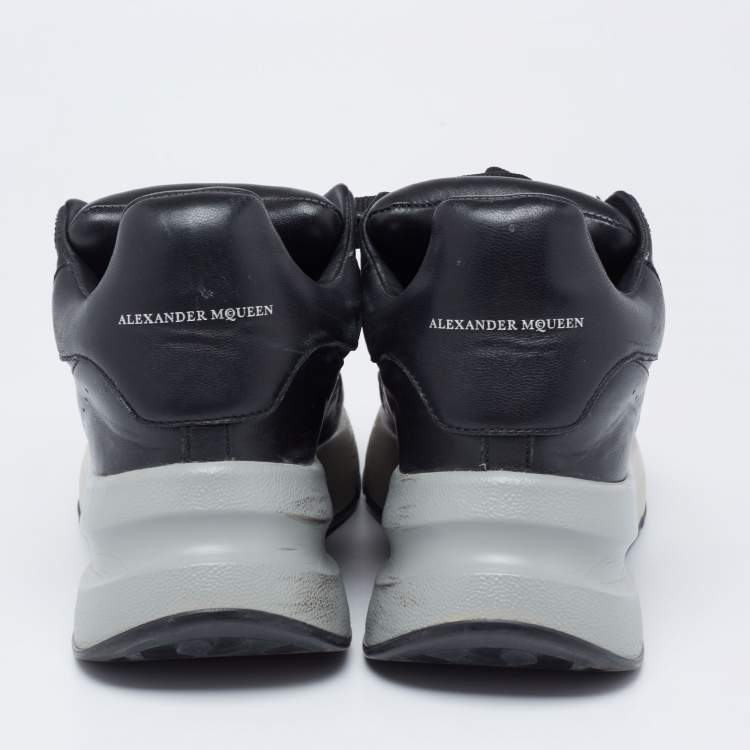 Pre Owned Alexander McQueen Black Leather Lace Up Sneakers Size 37 