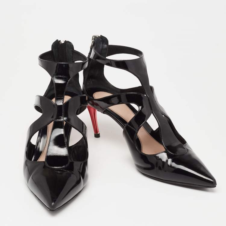 Pre Owned Alexander McQueen Black Caged Pointed Toe Sandals Size 39
