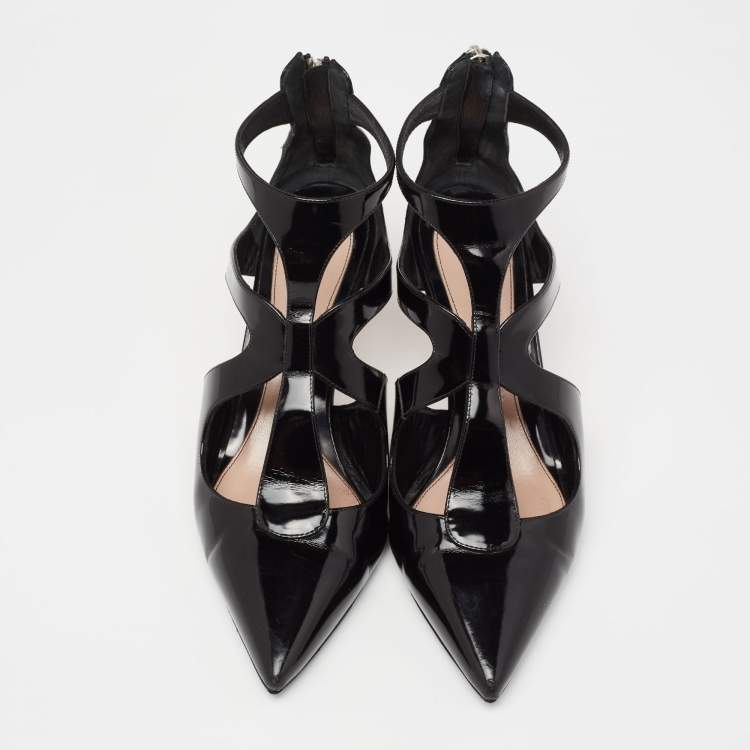 Pre Owned Alexander McQueen Black Caged Pointed Toe Sandals Size 39