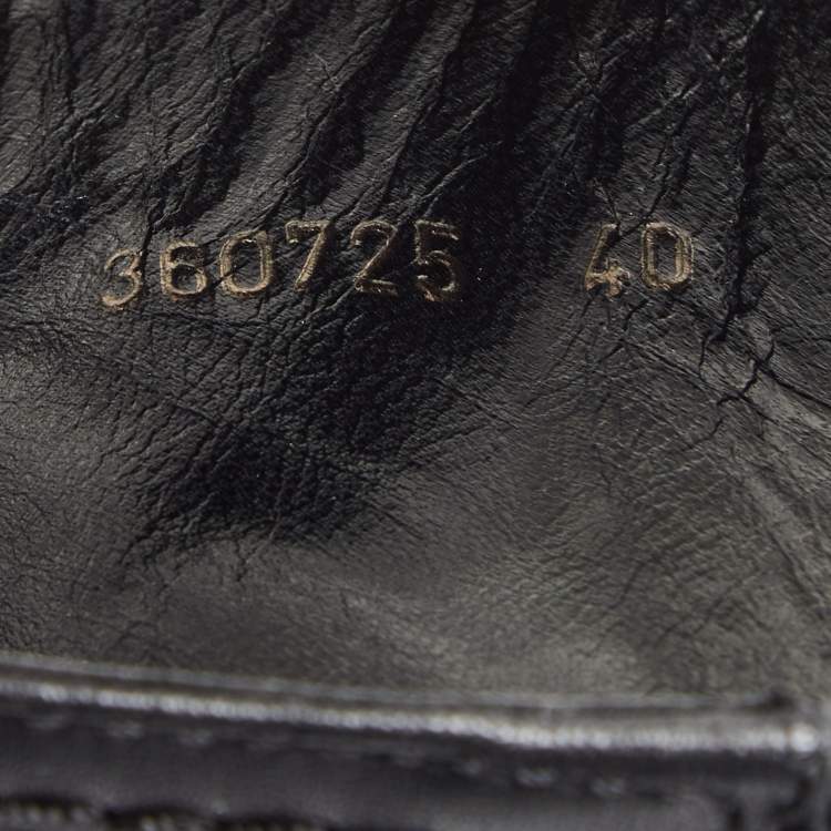 Pre Owned Alexander McQueen Black Leather Metal Bar Studded Biker Boots Size 40