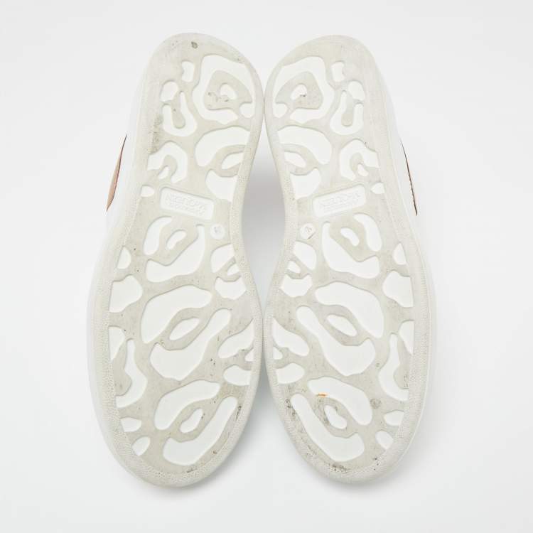Pre Owned Alexander McQueen White/Gold Leather Oversized Sneakers Size 38
