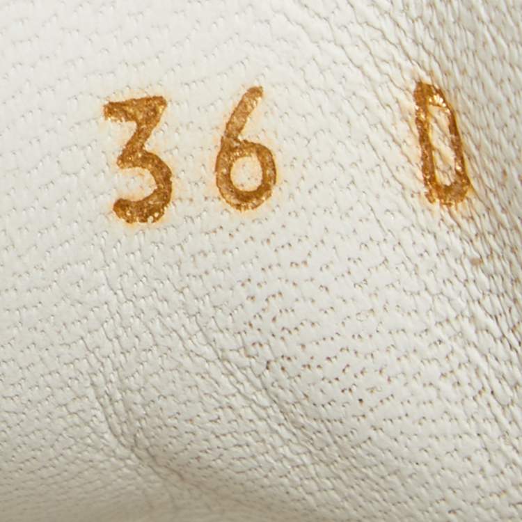 Pre Owned Alexander McQueen White/Gold  Leather Oversized Sneakers Size 36