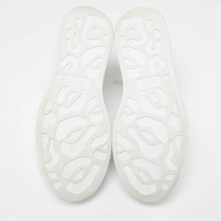 Pre Owned Alexander McQueen White/Brown Leather And Calf Hair Oversized Sneakers Size 37