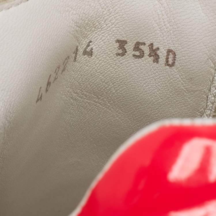 Pre Owned Alexander McQueen White/Hot Pink Leather Oversized Sneakers Size 35.5
