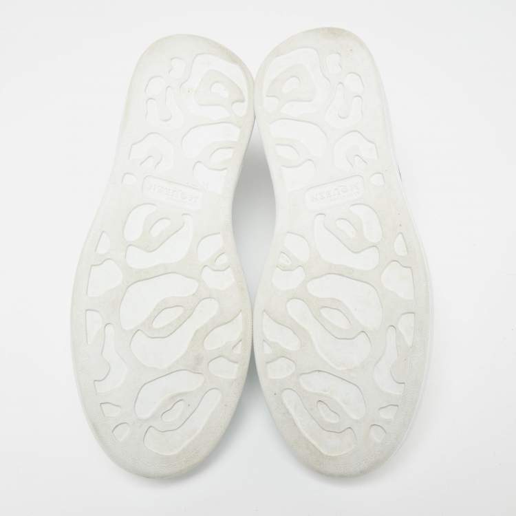 Pre Owned Alexander McQueen White/Black Leather And Suede Oversized Sneakers Size 38