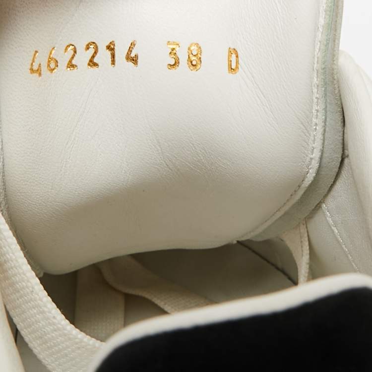 Pre Owned Alexander McQueen White/Black Leather And Suede Oversized Sneakers Size 38