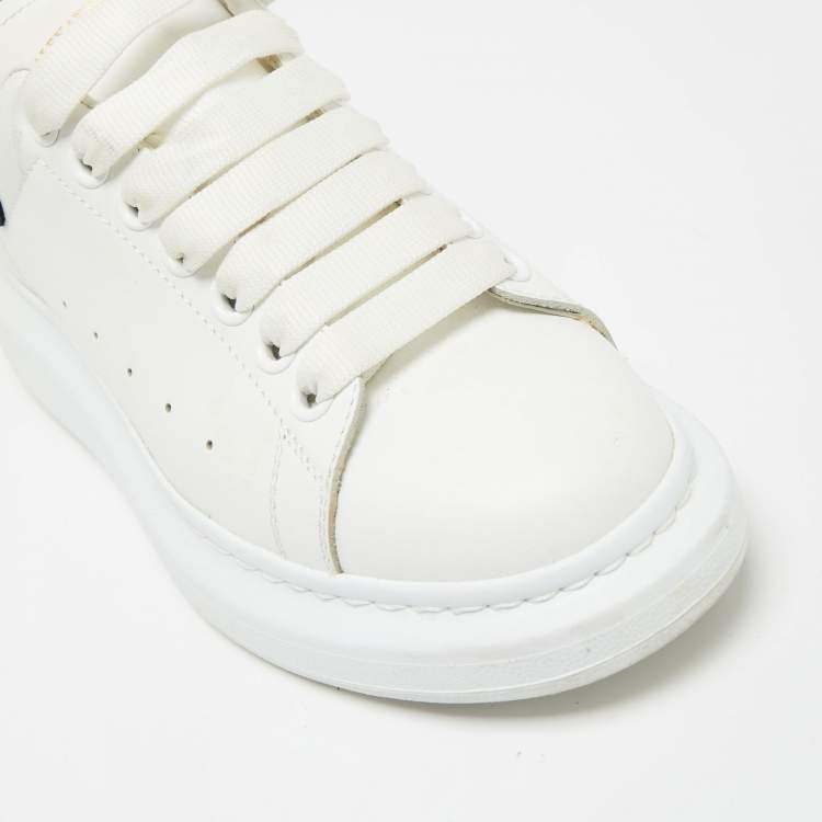 Pre Owned Alexander McQueen White/Black Leather And Suede Oversized Sneakers Size 38