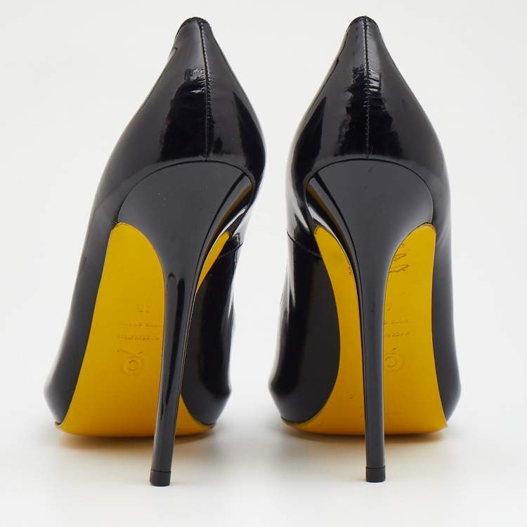 Pre Owned Alexander McQueen Patent Leather Peep Toe Pumps Size 40